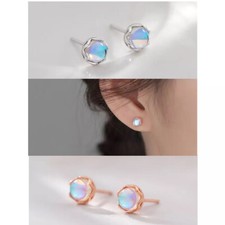 Pendientes redondos plata de ley 925 ópalo mujer niña pendientes