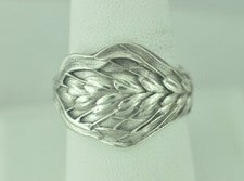 Anillo de cuchara ajustable floral oreja de trigo de plata esterlina 925 maciza