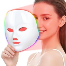 Máscara facial LED SKKWDH 7 colores terapia de luz roja cuidado facial de la piel - blanco roto