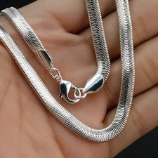 Cadena Serpiente 50cm 4mm Mujer Hombre Acero Inoxidable Cadena Moda Plata Joyería Delgada