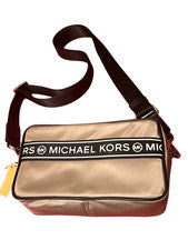 Bolso Bandolera Michael Kors Unisex Kenly Doble Cremallera Cámara Gris Perla Pequeño Nuevo con Etiquetas