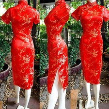 "Asia Miss China/Japón Qipao/Vestido Geisha/Disfraz Cheongsam Rojo T.34,40,42"