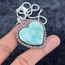 Colgante de joyería de plata de ley 925 hecho a mano con piedras preciosas de amazonita 1,89" u085