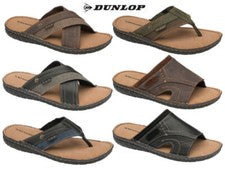 Sandalias Dunlop para Hombres Espuma con Memoria Chanclas Mules Cuero Informales Zapatos de Verano