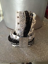 M2 JOYERÍA BRAZALETE IMANTADO MANILLA STRASS FANTASÍA NEGRO Y BLANCO NUEVO