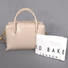 Nuevo bolso de mano para mujer TED BAKER beige dorado Vera Charm-115 cuero de grano de oveja