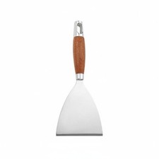 Juego de 4 espátulas de acero inoxidable con mango de madera resistente al calor para placa de barbacoa