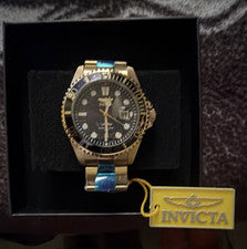Invicta Pro Diver Hombre Cuarzo 48mm Tono Dorado Esfera Negra Bisel Azul Fecha Caja