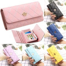 Moda Dama Mujeres Cuero Bolso de Mano Cartera Largo Bolso para Tarjetas Concha Cartera Bolso de Mano Lo último