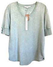 Blusa Top Jane and Delancey Para Mujer Prenda Tinte Manga Corta Talla S Azul Claro