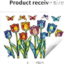 Pegatina adhesiva estática de vidrio con diseño de tulipán noche estrellada para decoración de ventanas del hogar