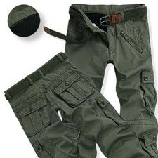 Pantalones cargo para hombre engrosados en general informales sueltos rectos varios bolsillos