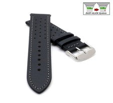Correa de reloj de cuero de sillín Rallye Easy-Klick modelo Triumph negra 20 mm