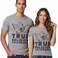 $89 TRUE RELIGION Gris CALIFORNIA BUDDHA Camiseta Gráfica Manga Corta Nueva con Etiquetas