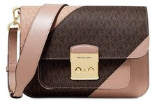 Nuevo Bolso de Hombro Michael Kors Para Mujer Sloan Editor Tricolor Firma Marrón/Fawn
