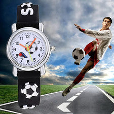 Reloj de pulsera de cuarzo estilo fútbol deportivo 3D, niños niños niñas, analógico