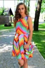VESTIDO MULTICOLOR MUJER DISEÑADOR MODA