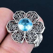 Anillo de joyería de plata esterlina 925 hecho a mano con piedras preciosas d...