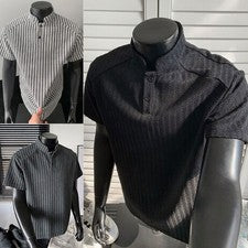 Camiseta Para Hombre Poliéster Verano Informal Textura Espina de Pescado Rayas Manga Corta