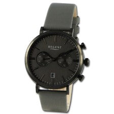 Regent reloj de pulsera para hombre analógico correa de cuero gris oscuro UR1111501