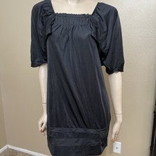 Vestido túnica plisado relajado de verano informal de poliéster negro para mujer talla S