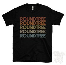CAMISETA ROUNDTREE ESTILO RETRO REPETIDO Hombre y Mujer Novedad Genial Nombre Regalo
