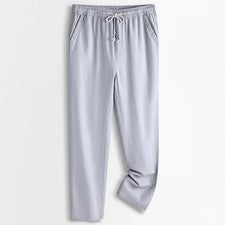 Pantalones rectos retro estilo chino para hombre mezcla de algodón lino hasta el tobillo finos nuevos