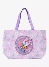 Bolso de Mano Loungefly Disney Pato Margarita Lavanda Floral Grande Lona NUEVO