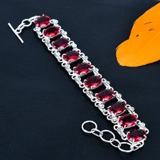 Pulsera de joyería de plata esterlina 925 hecha a mano de piedras preciosas g...