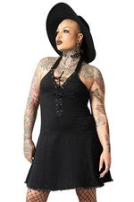 Minivestido Killstar Gothic Goth Oculto Punk Denim Cuello Halter Subzero