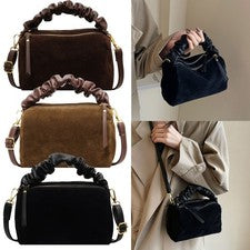 Bolso de hombro bandolera suave de moda con diseño de gamuza sintética liso para mujer