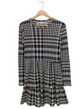 Vestido de verano Zara Trafaluc gris claro estampado a cuadros línea A talla 36