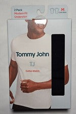 Camiseta interior Tommy John algodón elástico calce moderno - mediana - negra - paquete de 2