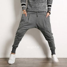 Pantalón Harén Colgante Entrepierna Informal Bolsillo Grande Cordón Pantalones Elásticos Deporte
