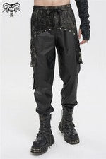 Devil Moda Hombres Negro Gótico Punk Remache Uso Diario Largos Sueltos Informales Pantalones