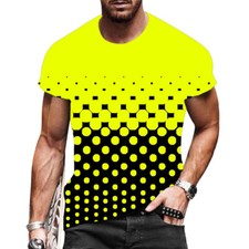 Camiseta Hombres Negro Amarillo Gradiente Lunares Manga Corta Moda Camiseta Tee