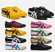 Unisex Tiger MEXlC0 66 Zapatos Atléticos Clásicos De Colección Tenis Negro/Amarillo