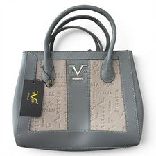 Versace 19V69 Bolso de Mano de Cuero Gris Bandolera Correa Asas Superior Bolso Nuevo Genuino