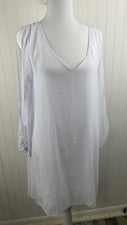 VIWENNI NUEVO VESTIDO TÚNICA BLANCO M MUJER MANGAS DIVIDIDAS Alto Lo Dobladillo Cuello en V Nuevo con Etiquetas