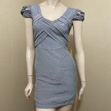 Vestido para mujer gris de algodón informal ajustado plisado forrado con cremallera talla S solero
