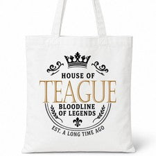 Bolso de Mano TEAGUE Casa del Apellido Algodón Idea de Regalo