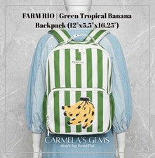 Mochila de viaje de lona verde nueva con etiquetas Farm Rio Tropical Banana NUEVA CON ETIQUETAS lista para REGALO