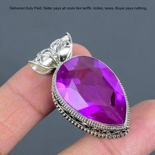 Joyería colgante étnico bisel vintage esposa piedra turmalina rosa plata esterlina