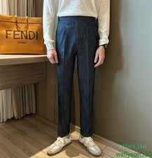 Pantalones largos de mezclilla retro Gurkha para hombre de negocios de cintura alta pantalones de negocios de colección