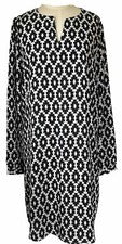 NUEVO Vestido Grande para Mujer Negro Blanco Hasta la Rodilla Cambio Mangas Largas Nuevo con Etiquetas