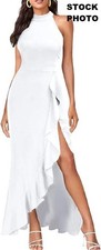 Vestido de cóctel Allendwell Design para mujer ceñido al cuerpo dividido 801A-1-1 blanco grande NUEVO