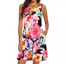 Nuevo con etiquetas Vestido tejido estilo camiseta floral colorido de verano para mujer/pequeño