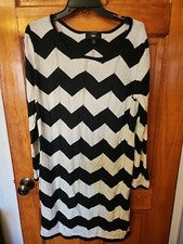 Vestido suéter para mujer de diseñador blanco y negro mezcla de algodón talla XL NUEVO SIN ETIQUETAS