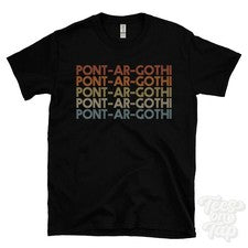 CAMISETA PONT-AR-GOTHI ESTILO RETRO REPETIDO para hombre y mujer Reino Unido topónimo regalo