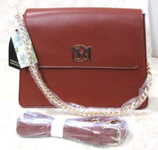 Bolso Cartera Badgley Mischka Café Marrón Logo Cadena y Bandolera Correa NUEVO BM-4051